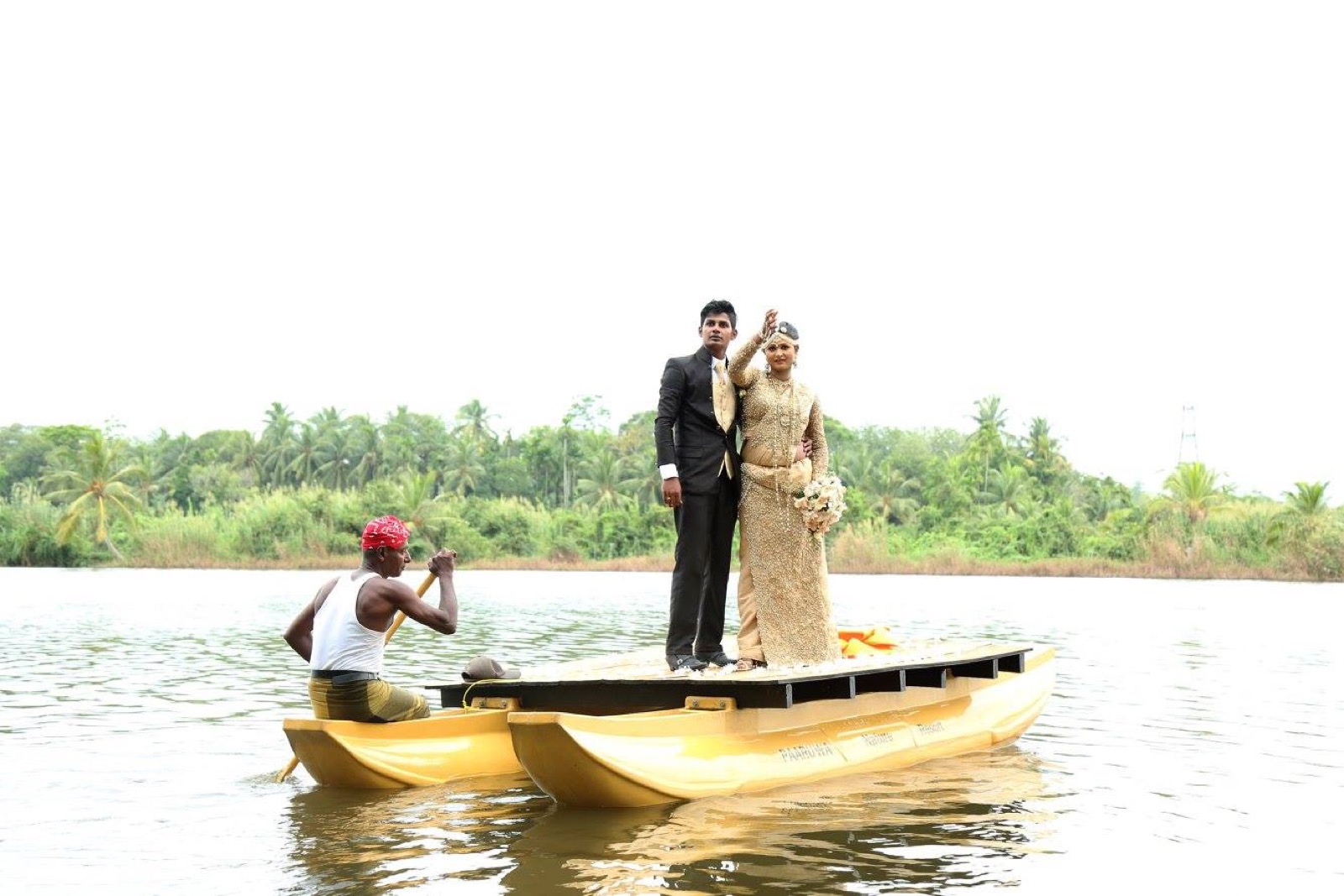 A wedding couple photographed on the Paaruwa lake